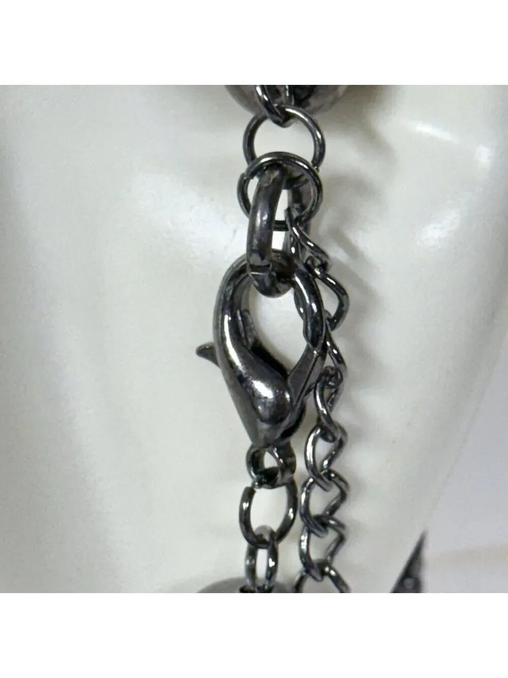 Vintage Gunmetal Crystal Multistrand Necklace 90s